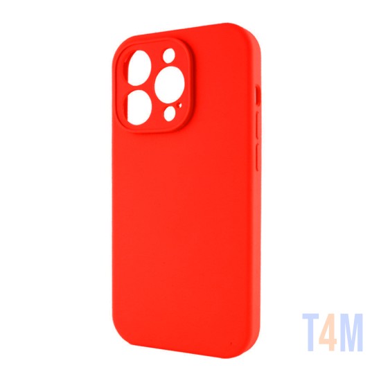 Funda de Silicona con Marco de Cámara para Apple iPhone 13 Pro Rojo